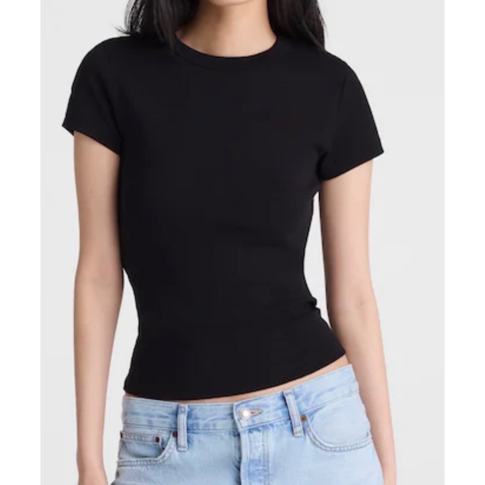 NWT Madewell Size Medium Black 90s Crewneck Tee Compact 100% Cotton Short Sleeve